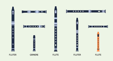 Different types of flute instruments. © MUHRODIN