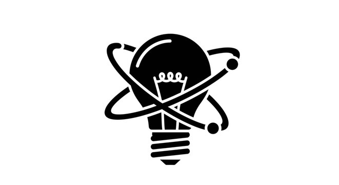 Lightbulb Surrounded by Orbitals Science and Education Design