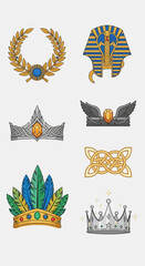 Collection of various royal crowns. © MUHRODIN