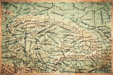 Fototapeta premium Vintage Map Of Carpathian Region On Retro Paper Background