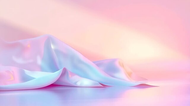 The fabric lies on a flat surface with soft colors blending in a smooth gradient. The light plays softly on the surface, creating gentle reflections