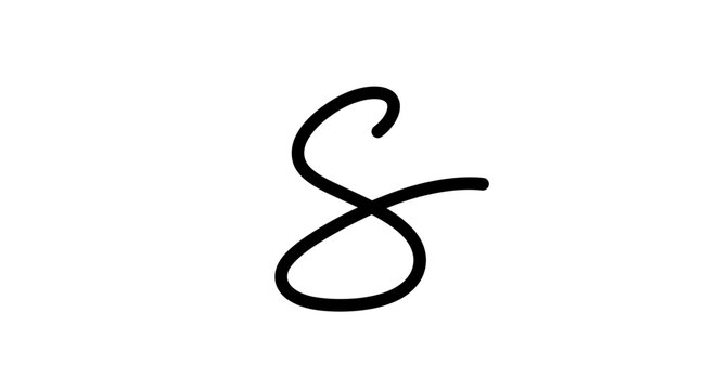 Elegant Handwritten Letter S on a Clean White Background for Graphic Design