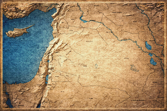 Vintage Map Of Levant On Retro Paper Background