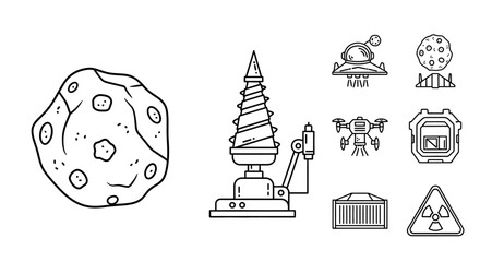 Space icons and symbols set. © gundul