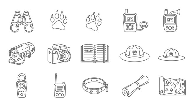 Survival tools and equipment icons.
