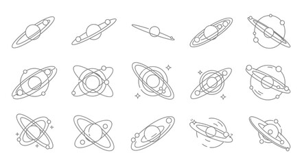 Various planet and solar system illustrations. © gundul