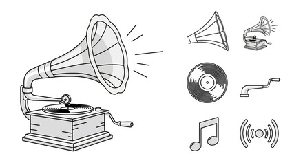 Vintage Gramophone Music Player Device. © gundul