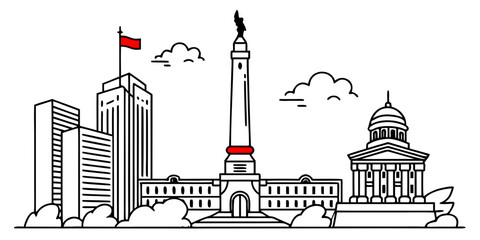 Naklejka premium USA, US, U.S, United States - Indianapolis skyline monument minimal svg simple shapes vector 