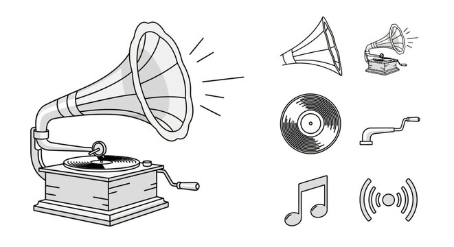 Vintage Gramophone Music Player Device.