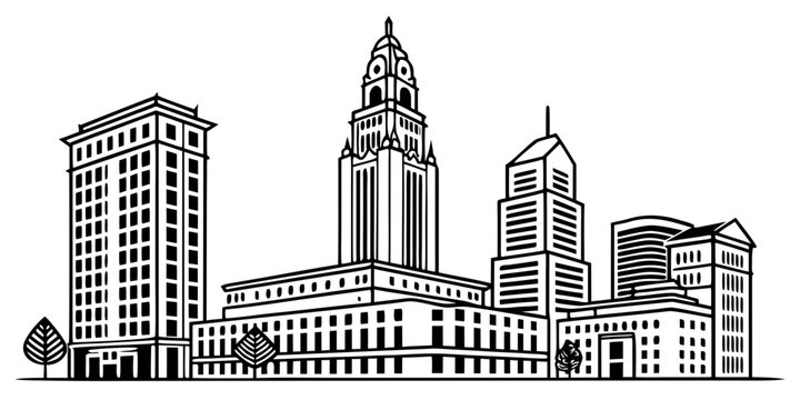 USA, US, U.S, United States - Columbus skyline clean minimal svg geometric buildings vector
