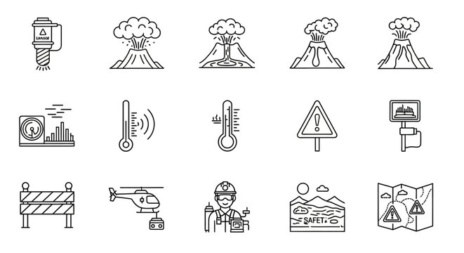 Warning signs and symbols icons set.