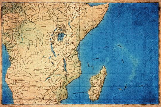 Vintage Map Of Swahili Coast On Retro Paper Background
