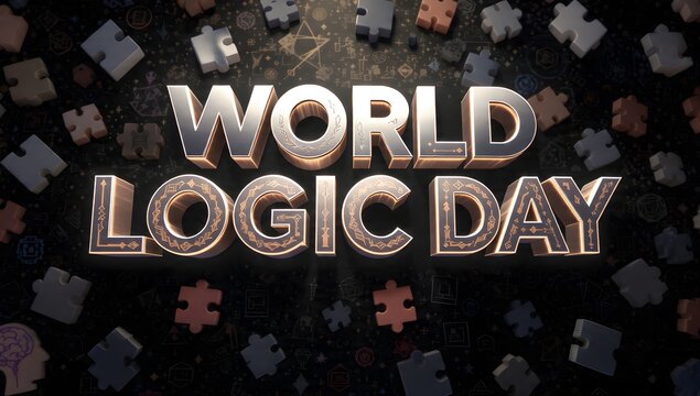 world logic day celebration puzzle pieces background