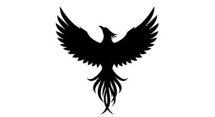 Fototapeta premium Black Phoenix Bird Silhouette Flying.