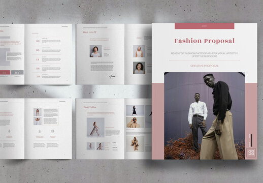 Dark Pastel Pink Fashion Proposal Brochure Layout