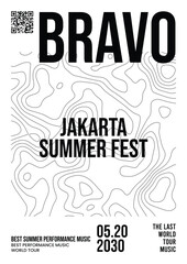 Fototapeta premium Black White Map Fest Music Poster 5
