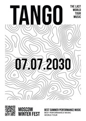 Fototapeta premium Black White Map Fest Music Poster 7