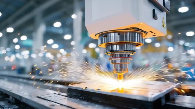 55Close-up of precision robotic tooling operating in a white factory setting, sharp edges, pristine materials, soft ambient light, futuristic industrial engineering, laboratory-like