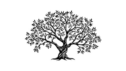Fototapeta premium A minimalist black tree illustration on a white background