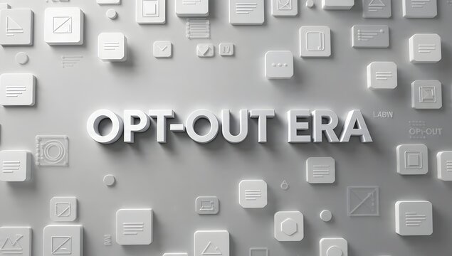 opt-out era concept, white background, modern design