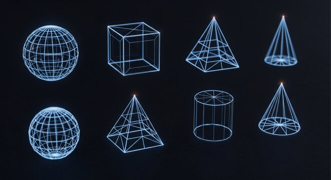 Geometric Wireframe Shapes - A Collection of 3D Models.