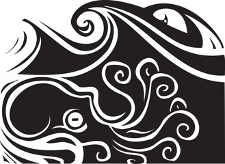 Fototapeta premium Woodcut style image of a giant octopus