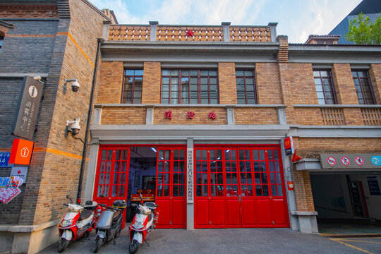 Fire Station on Jianzi Lane in Laomendong (Laomen East) Pedestrian Street in Qinhuai historic district, Nanjing, Jiangsu Province, China. 