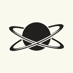 Black planet with ring system icon. © nuha