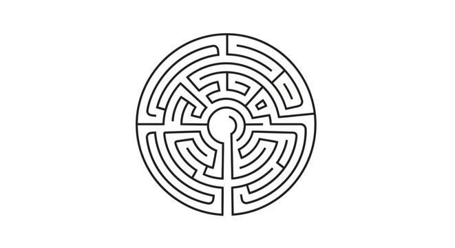 Circular maze puzzle design element.