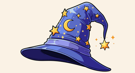Magic wizard hat with stars. © taufik