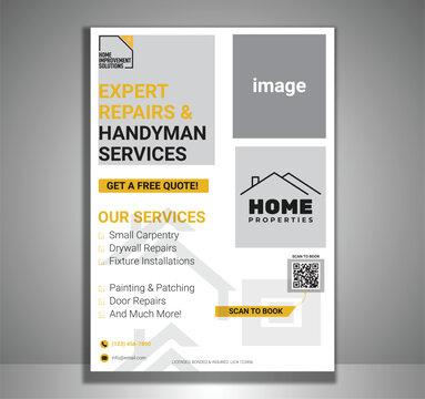 Handyman services flyer template vector