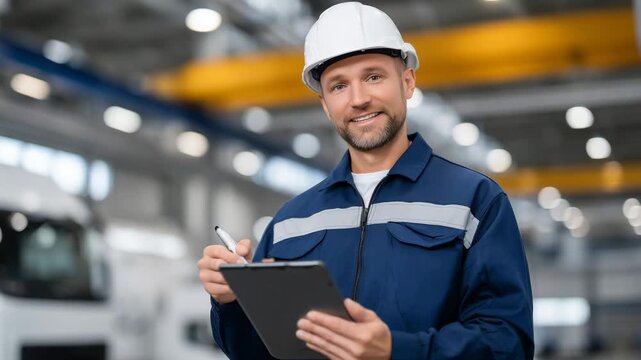 253Routine inspections and scheduled service activities foundation, close-up of technician recording readings on tablet while inspecting machinery, industrial background softly defocu