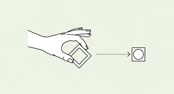 Illustration depicting the opening of a condom package with hand.