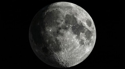 Obraz premium Moon in space with craters and surface details visible on its gray surface