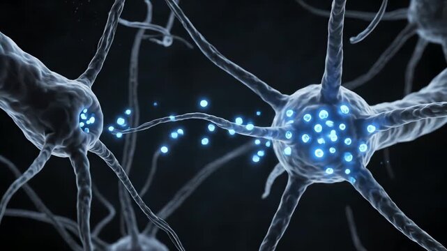 3D render of interconnected neurons firing signals, illustrating brain activity and neurological communication pathways