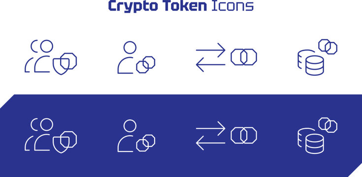 Crypto Token Icons for Web3 Platform, Custody, Trading, Exchange, Governance, Funds, Scalable Broker, and Withdrawal Control, Symbolizing Digital Currency Security in Decentralized Finance