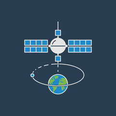 Satellite in Space Orbit Around Earth. © LAILATUS