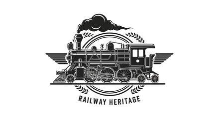 Vintage steam train locomotive illustration. © fadli