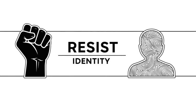 Black raised fist with text Resist.