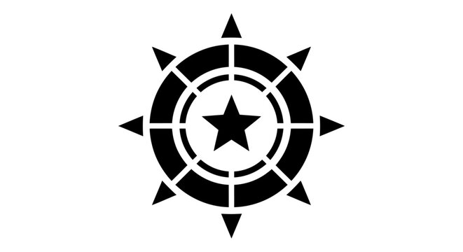 Black star compass navigation symbol icon.