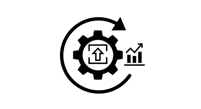 Gear with growing graph icon.