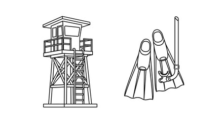 Lifeguard tower and rescue equipment. © M FAIZAL