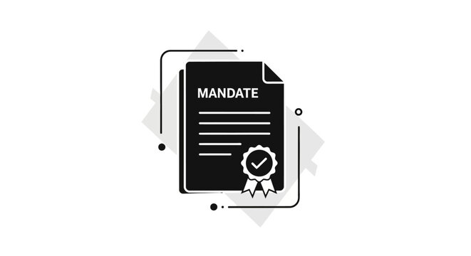 Mandate document with check mark.