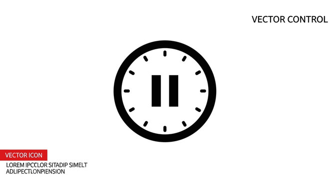 Pause button on clock face icon.