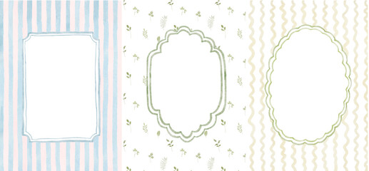 Easter spring whimsical hand-drawn greeting card set. PNG template frames for invitation, poster, cover, menu © Olesya Frolova