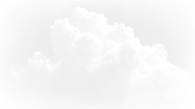 Big white cloud floating on a transparent background in a bright sky during daytime