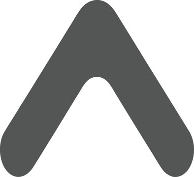 Vector icon of a simple dark gray arrowhead or upward pointing triangle symbol