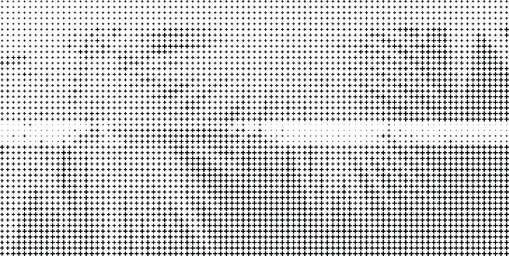 Monochrome Halftone Pattern with Horizontal Division, Black White Dot Density Abstract Split Background