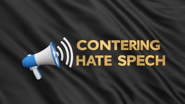 Megaphone announcing message to counter hate speech and promote social harmony. Available on 4k quality video.