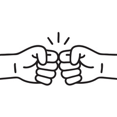 Obraz premium Two fists are bumping together in a celebratory gesture with excitement lines around them.
